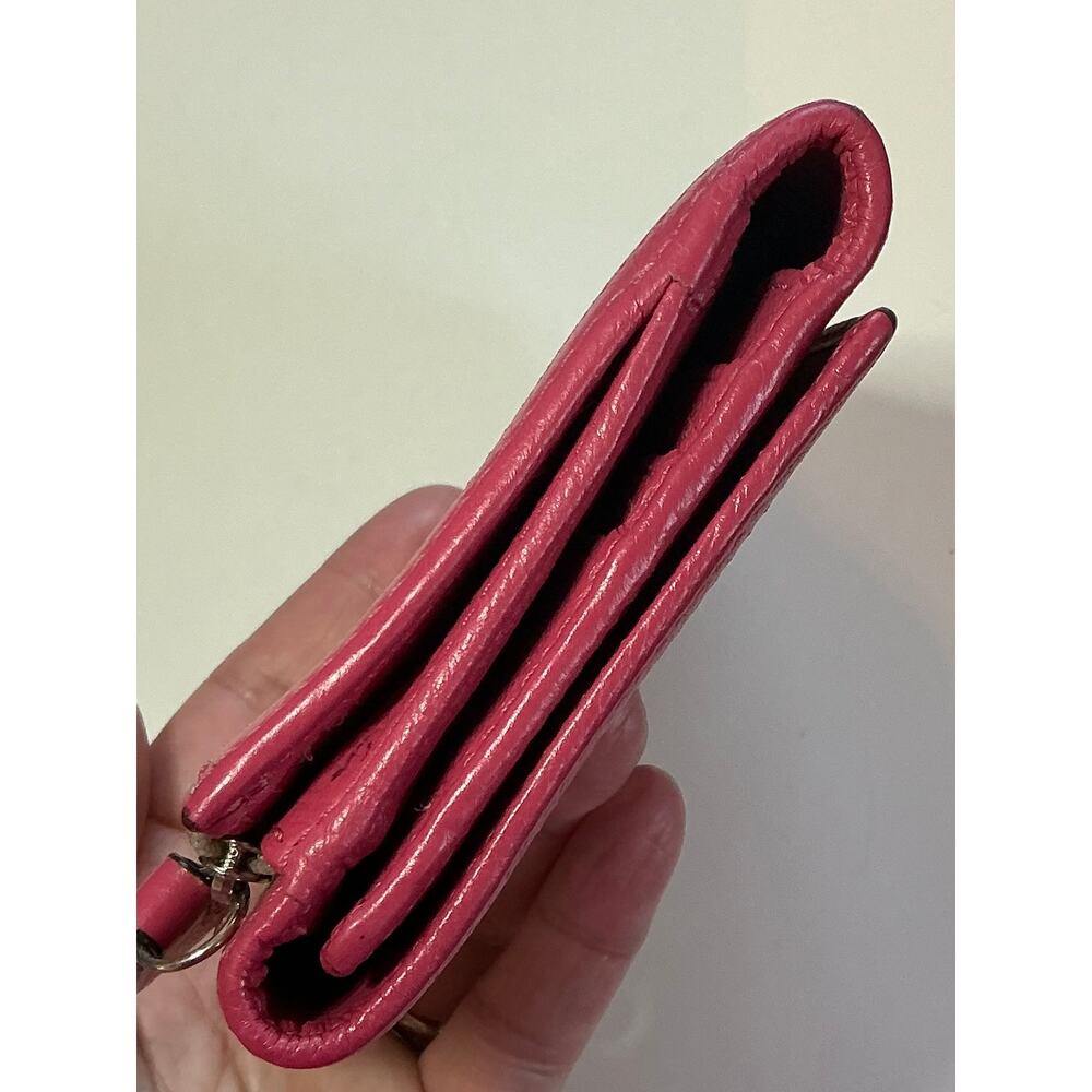 Coach Signature Stripe Canvas & Pink Leather Trifold Wallet Retail $258 GUC-EUC - Picture 8 of 16